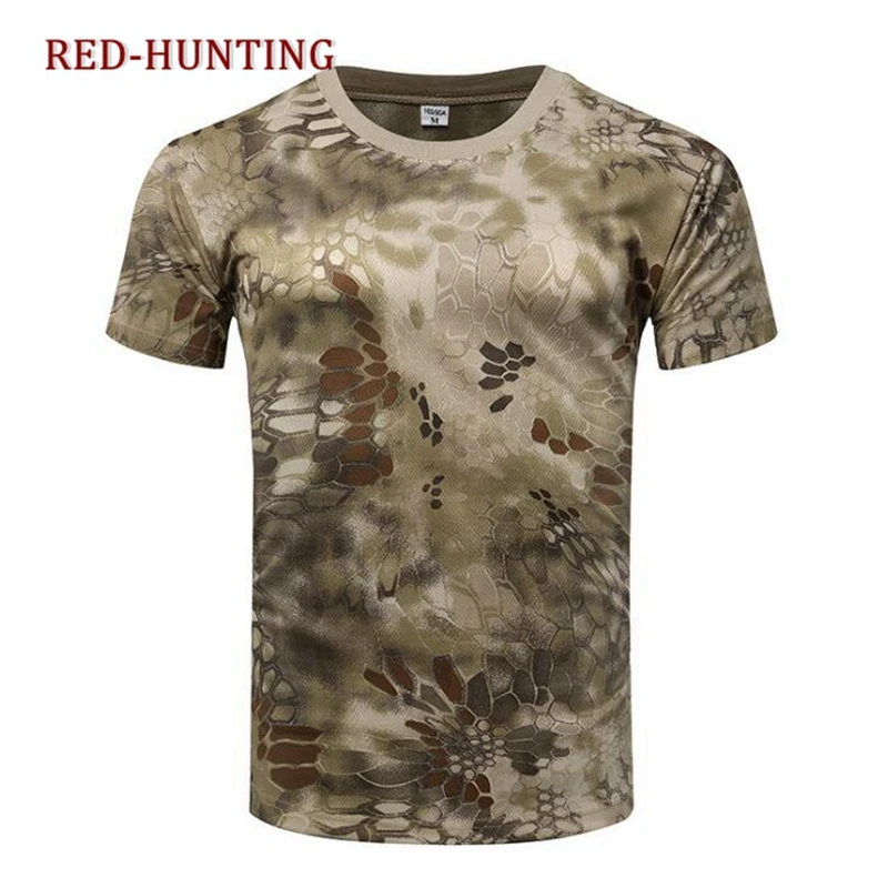 Tactical Military Camouflage T-shirt Men Breathable US Army Combat T Shirt Quick Dry Camo Outwear Camp Tees sport t shirt