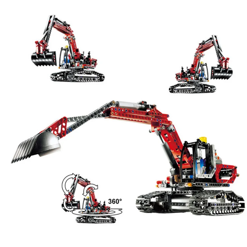 

MOC Technic Series Compatible Legoing Building Blocks 8294 Creative Red Engineering Excavator Diy Bricks Technic Crane