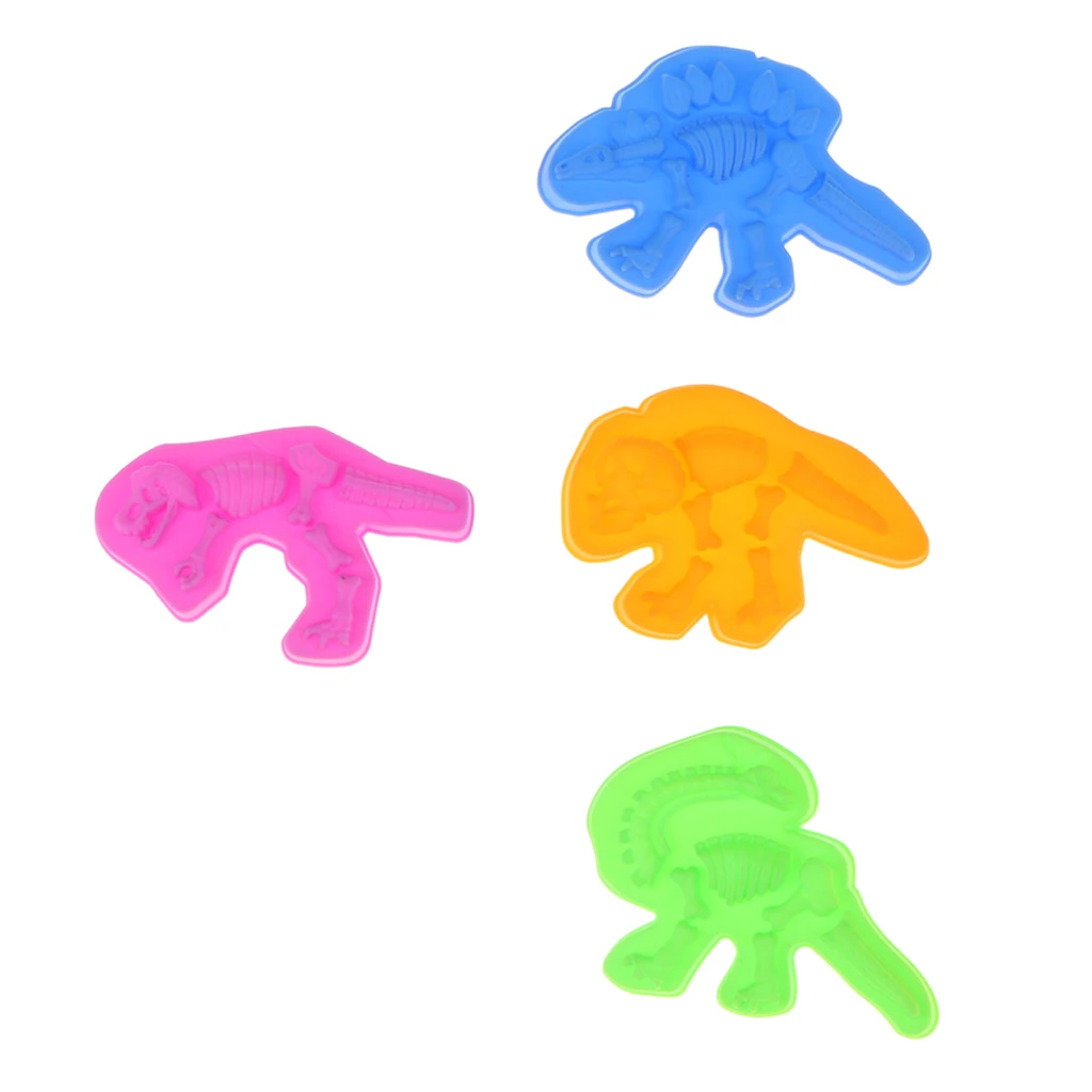 4Pcs Dinosaur Bone Mold Toy for Toddlers, Kids Summer Beach Sandcastle Toy for Fun - Size 11 x 8 x 1 cm/ 4.33 x 3.15 x 0.39 in