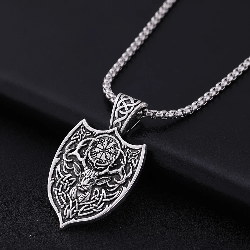 

Dawapara Personalized Custom Necklace Wicca Viking Men Jewelry Alloy Amulet Shield Pendant Necklace Boyfriend Gift