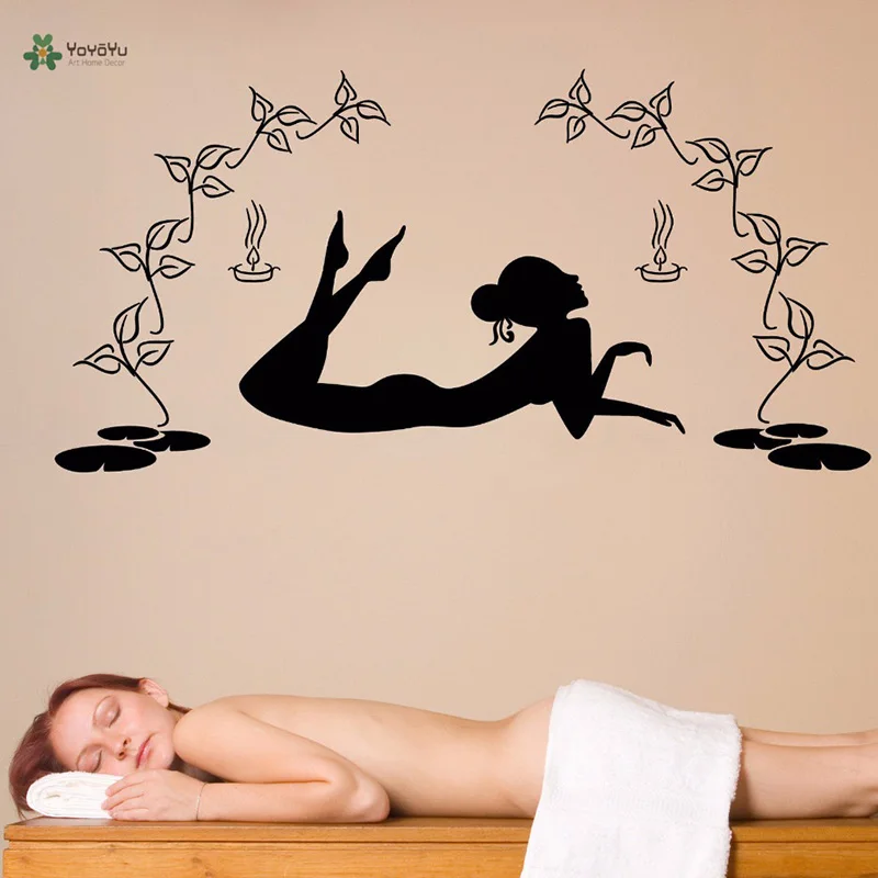 YOYOYU виниловая наклейка на стену салон красоты спа массаж для расслабления тела девушка интерьер комнаты искусство украшения наклейки FD230