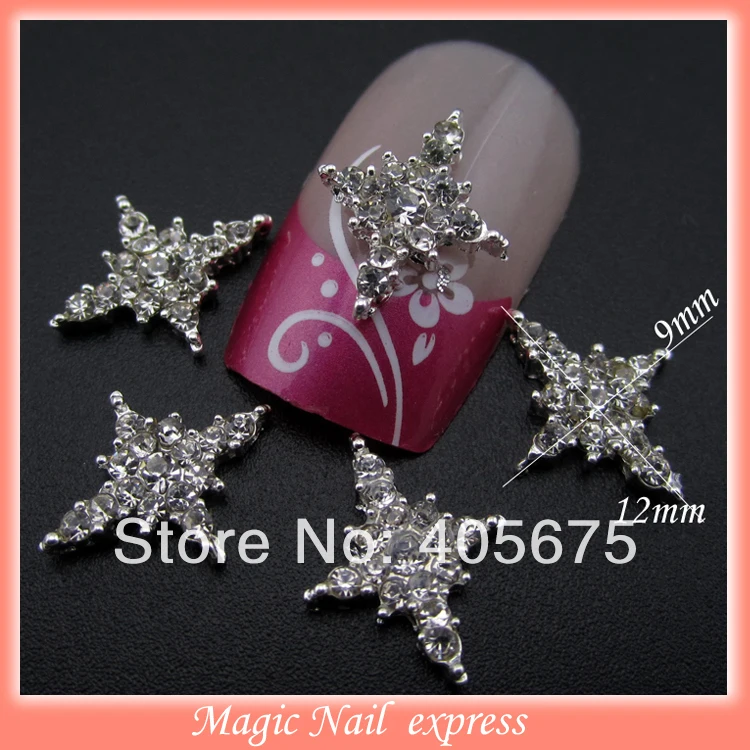 MNS272 Glitter Crystal rhinestones nail art 3d decoration silver nail