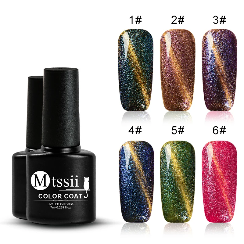 Mtssii 7ml Chameleon Shining Series Cat Eye Nail Gel Polish Magnetic Soak Off Led UV Lacuqer Semi Permanant Art Varnish | Красота и
