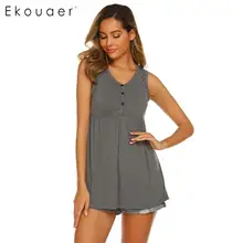 Ekouaer Женская одежда для сна Топы Ночные сорочки мягкие средства ухода за кожей для будущих мам, рубашки без рукавов для девочек грудного вскармливания Топы ультра-тонкий комплект нижнего белья