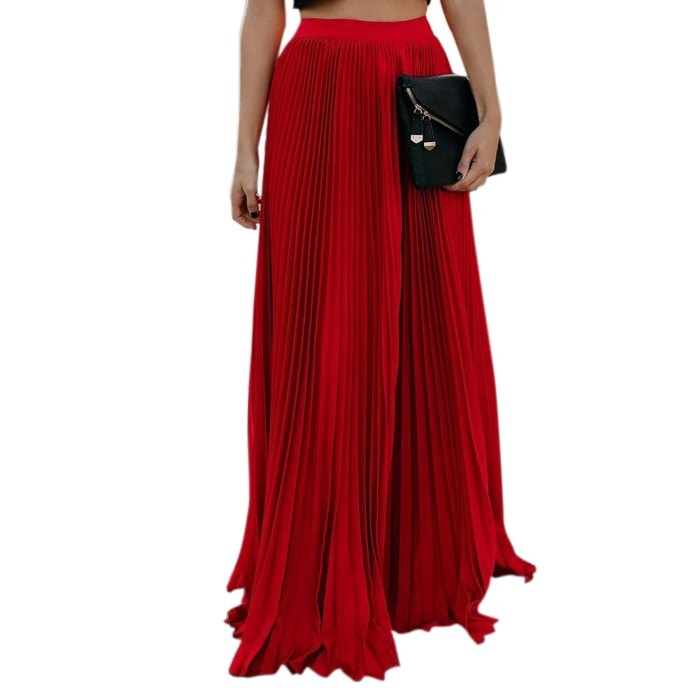 Женские Плиссированные однотонные юбки богемные облегающие Женские длинные юбки на весну TS95