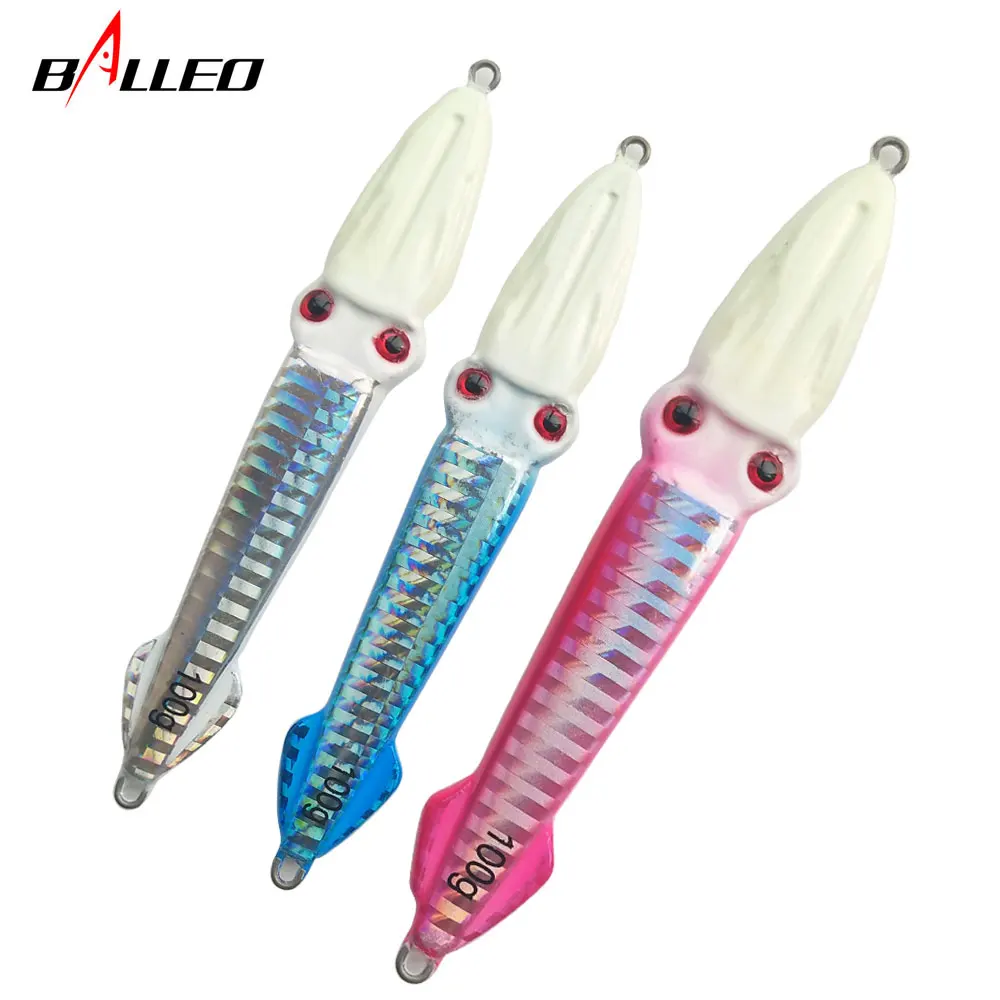 

Balleo 3PCS/ 60g 80g 100g Luminous lead fish Deep sea Metal Jig Jigging Fishing Lure hard bait spoon baits Fishing tackle