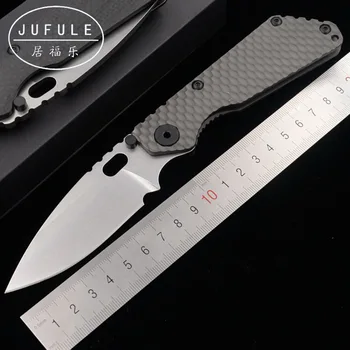 

JUFULE 2019 SNG Titanium / carbon fibre handle D2 blade Copper washer Folding hunt camping outdoor EDC Tool multi kitchen knife