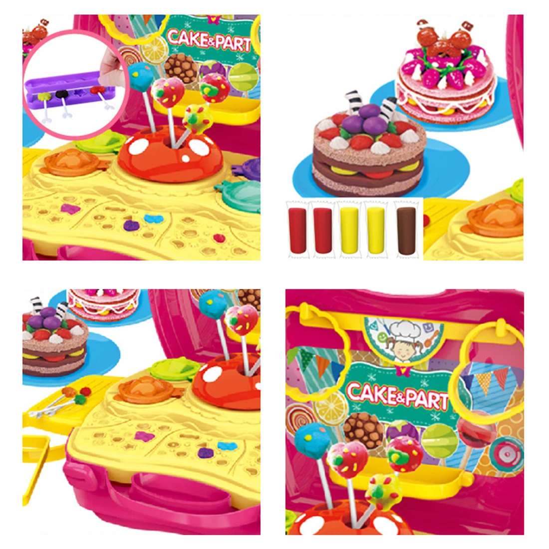 Дети интересные ролевые игры игрушки цвет глины с чемоданом игровой набор для детей веселье-конфеты/Десерт