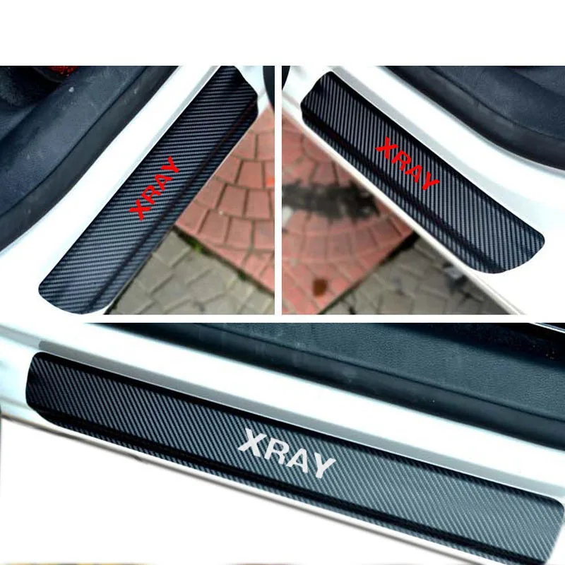 

For LADA XRAY Carbon Fiber Vinyl Sticker Auto Door Protection Anti Scratch None Slip Door Sill Guard Lnterior Scuff Car Styling