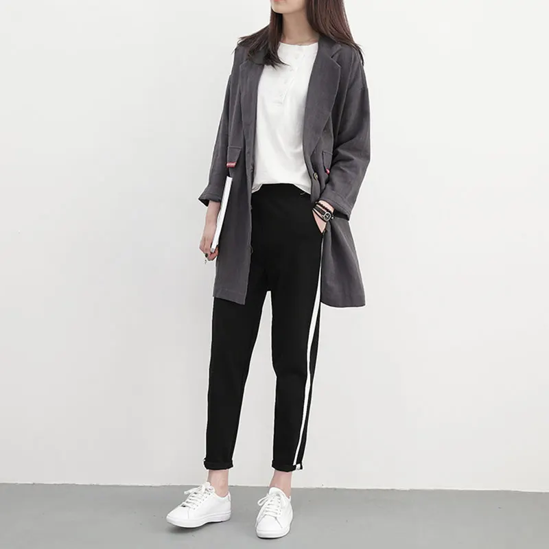 

Women Cropped Pants Side Striped High Waist Slim Stretch Trouser Girl Spring Fall Casual Trousers NYZ Shop