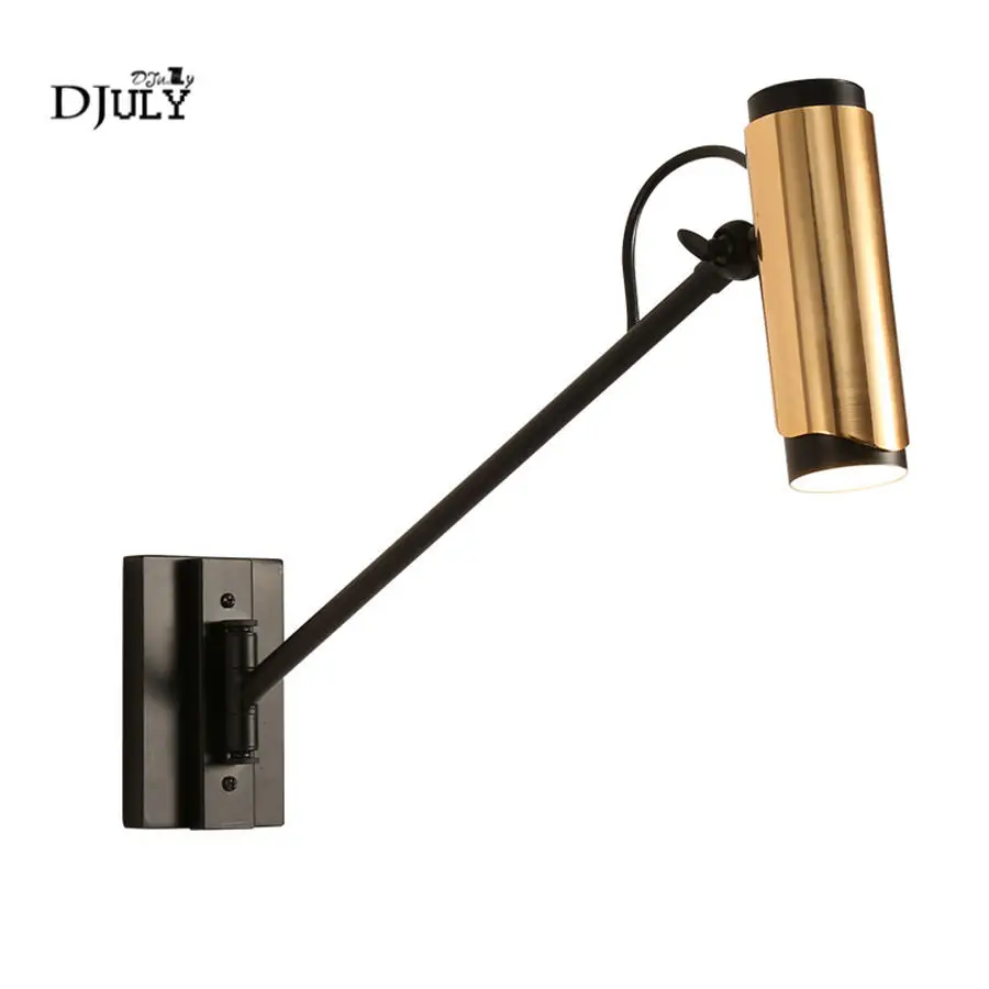

nordic long arm Rotatable metal wall lamp for bedroom bedside office study reading wall light fixtures loft decor led luminaire