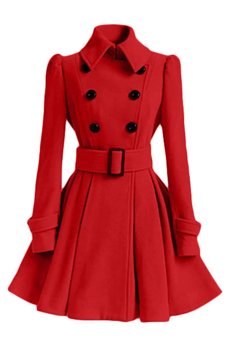 HOT 2019 autumn winter Europe United States Casual paragraph overcoat woolen cloth Slim coat dust coat female waist belt dress