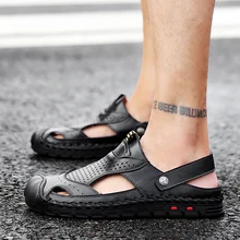 Для мужчин s Римские сандалии мужские туфли сандалии летние туфли-лодочки из натуральной кожи в Crocse-обувь без шнуровки; Sandalias Hombre; сезон лето; Вьетнамки с подошвой из цельного дерева; пляж