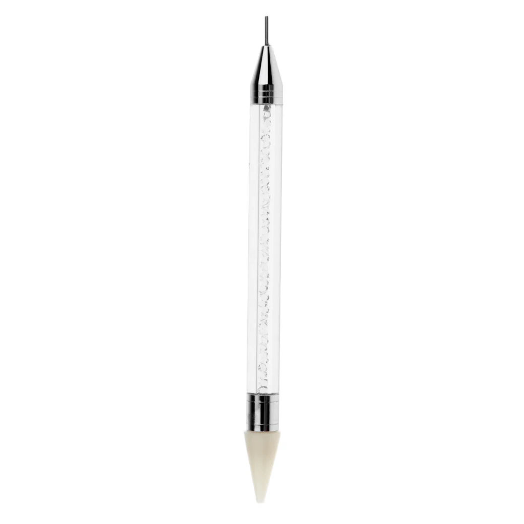 Dual-ended Nail Rhinestones Beads Picker Dotting Pen Adhesive Wax Applicator With Acrylic Handle Manicure Nail Art Tool
