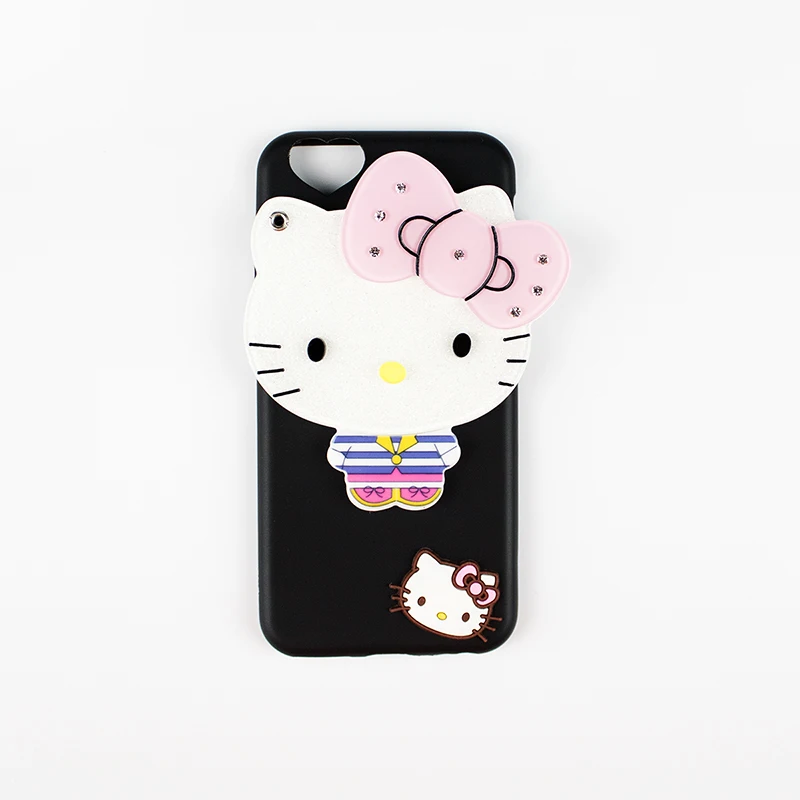 Милый рисунок Hello Kitty Телефонные чехлы с зеркалом кошки черный В виде ракушки