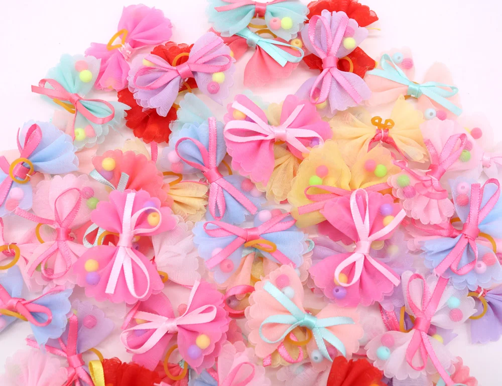 Банты для собак из полиэстера с жемчугом 50 шт.|dog hair bows|pet dog hairdog |