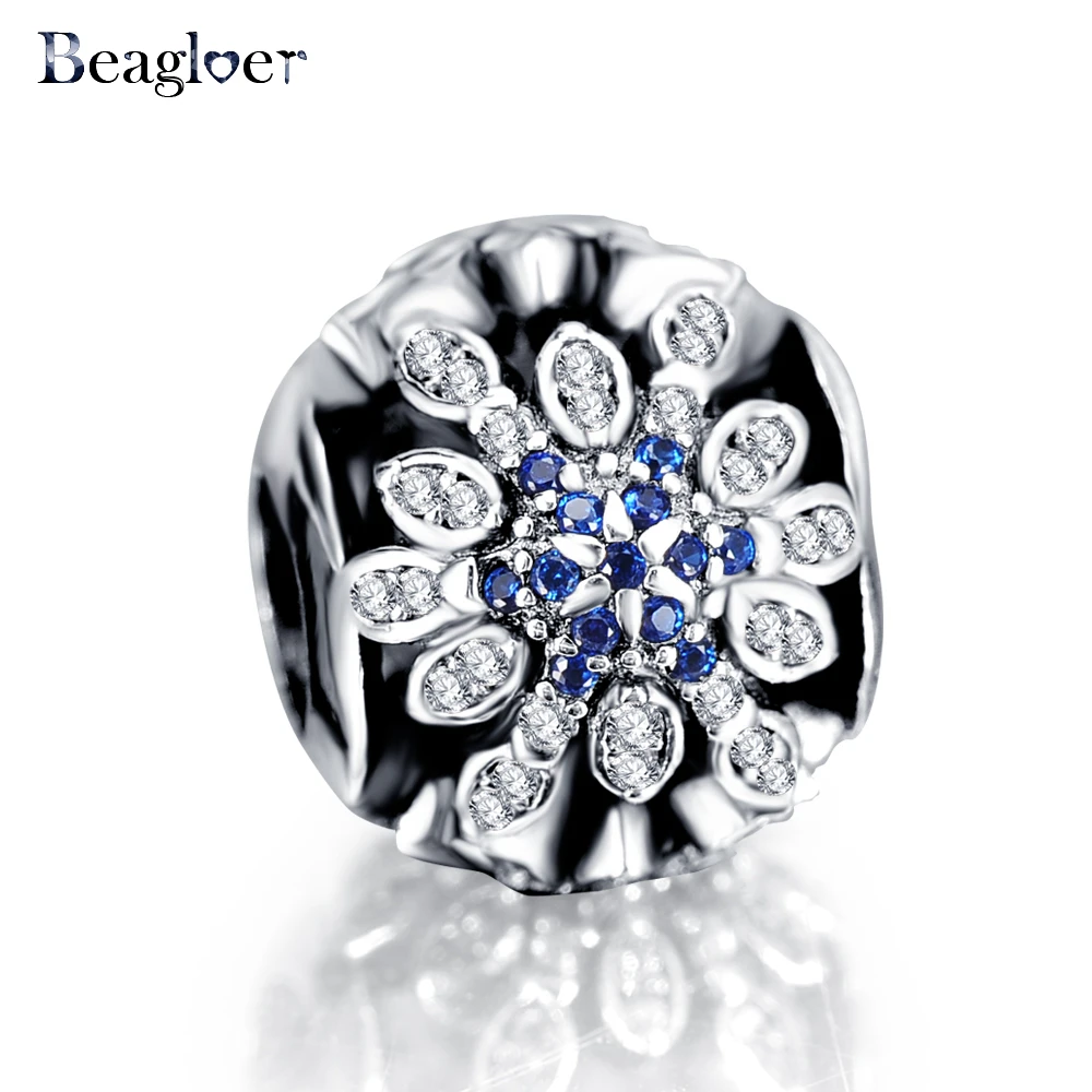 

Beagloer New 925 Sterling Silver Blue Crystals Charms Beads Fit Handmade Original Bracelet DIY Jewelry PSMB0558