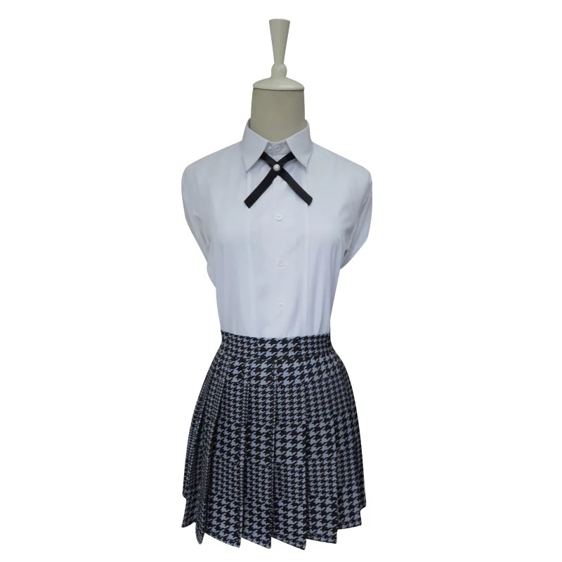 Coshome Kakegurui Runa Yomozuki Cosplay Wigs Costumes School Girls Uniforms Vest Dress With Eye Mask And Socks For Halloween Party (3)