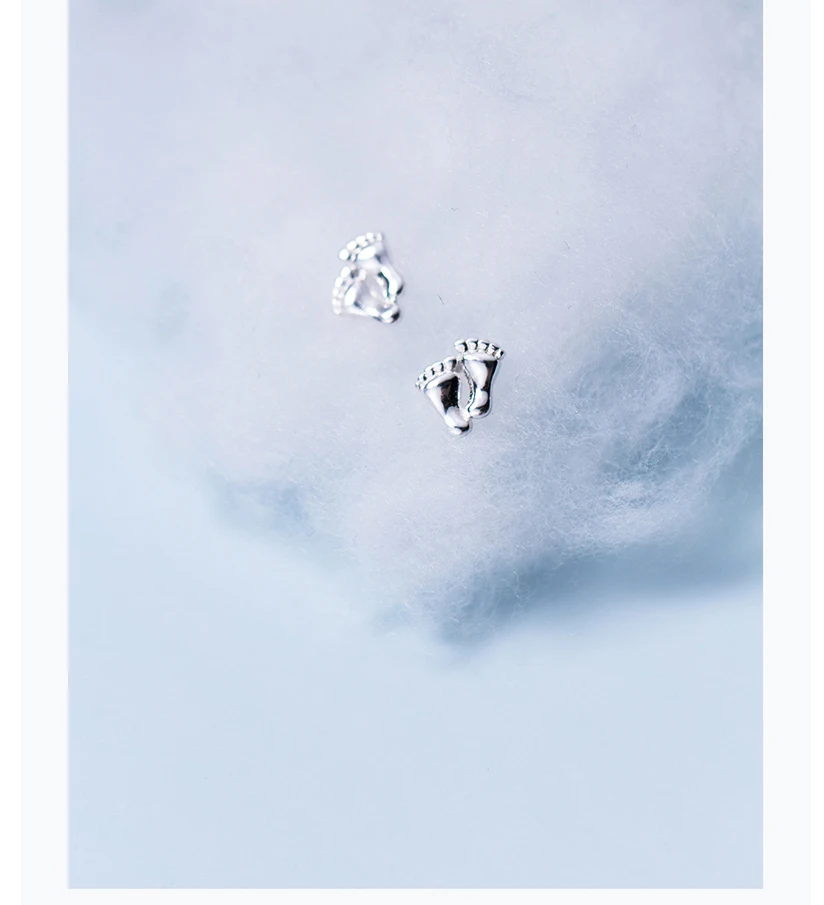 100% 925 Sterling Silver Petite Plain Feet Stud Earrings for Women Silver Small Earrings Fine Jewelry brincos oorbellen kinderen (4)