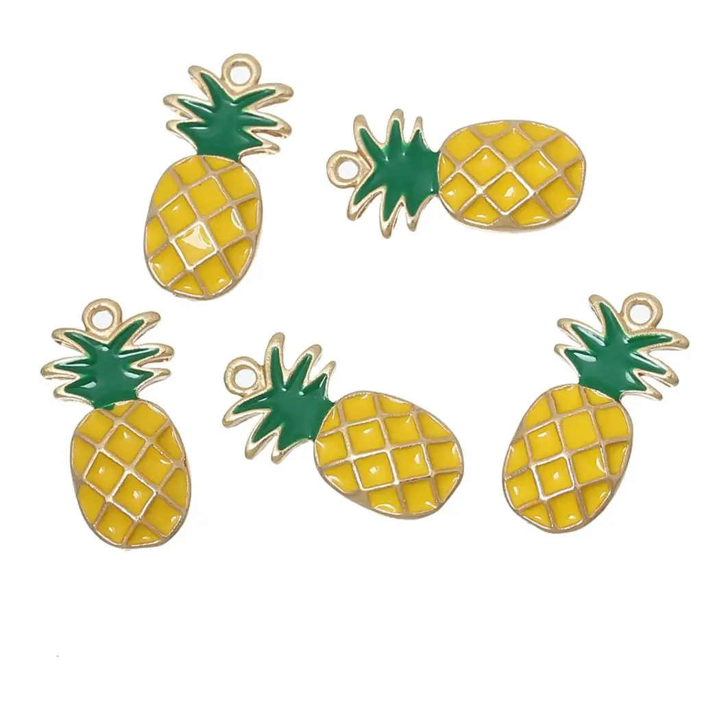 DoreenBeads амулет кулоны ананас Золотой Цвет Желтый Зеленый Эмаль 23 мм (7/8 &quot) x 12 (4/8&quot)