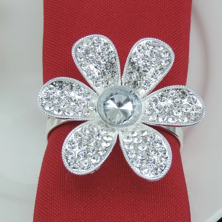 

10PCS metal napkin buckle alloy flower napkin ring mat towel circle home model room decoration