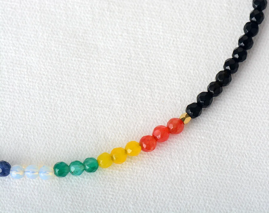 7 Color Chakra Necklaces Semi Precious Stone Choker Necklace Women New Fashion Beaded Short Necklaces Jewelry
