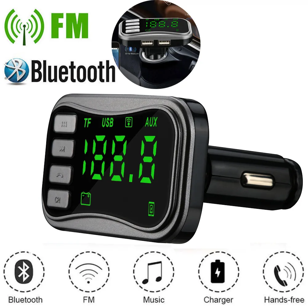 

Wireless Bluetooth FM Transmitter Modulator Car Kit Handsfree MP3 Player Dual USB Car Charger For Drop ship or Wholesale USPS