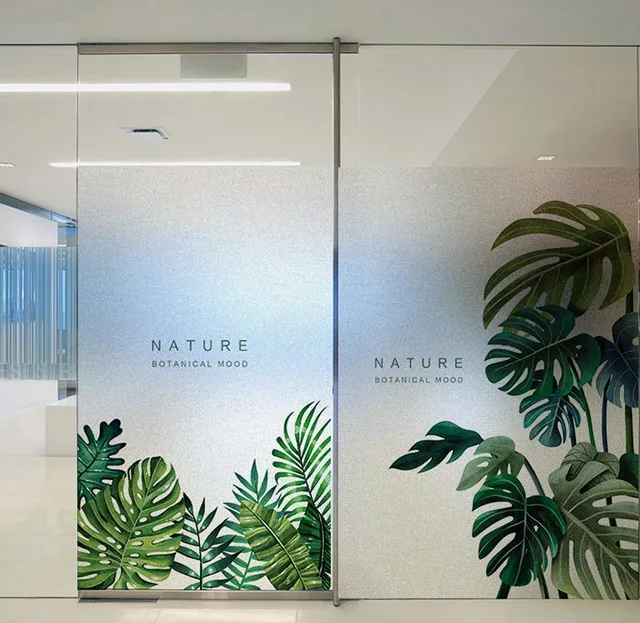 Customized Size Windows Gl Film Door Stickers Static Cling Customized Size Windows Gl Film Door Stickers Static Cling Privacy Window Films Bathroom Home Decor Banana Leave
