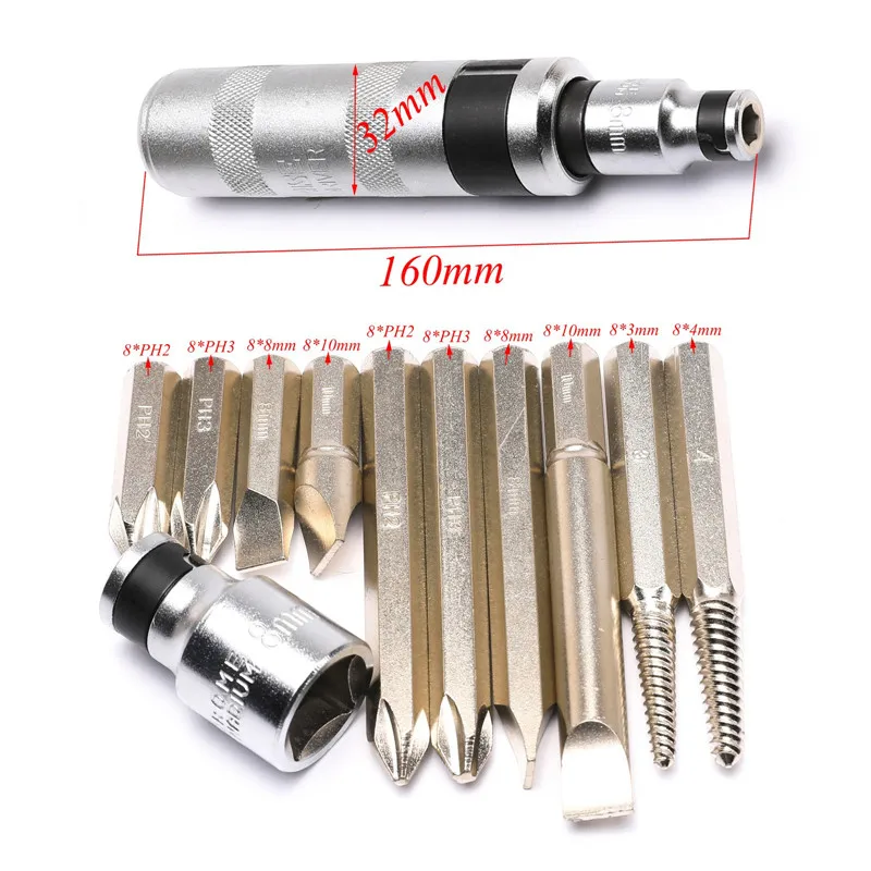 

Universal New 12PCS Car Impact Screw Drive Ferramentas Automotives Tools Socket Kit with Case + Metal Box