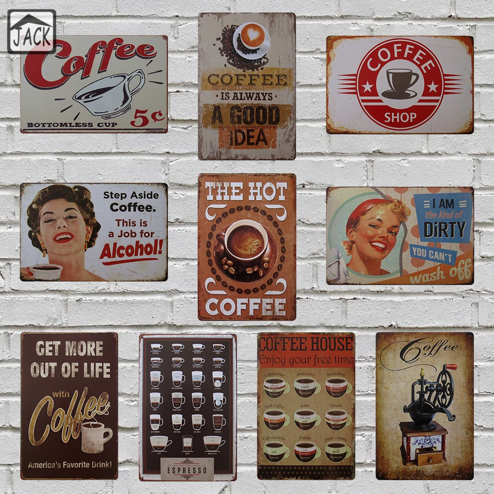 

Classic Coffee House Advertising Plaques Metal Plate Poster 20X30CM Vintage Tin Signs Bar Club Cafe Shop home Wall Decor