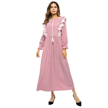 

Muslim Wrinkled loose plus size Maxi Dress Trumpet Sleeve Abaya Long Robes Tunic Middle East Ramadan Arab Islamic Clothing 4.13