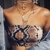 New Crop Top Women Strapless Boob Tube Ladies Stretch Bandeau Bra Crop Tops 2022 Fashion Party Shirt Snake skin Printed ► Photo 1/6