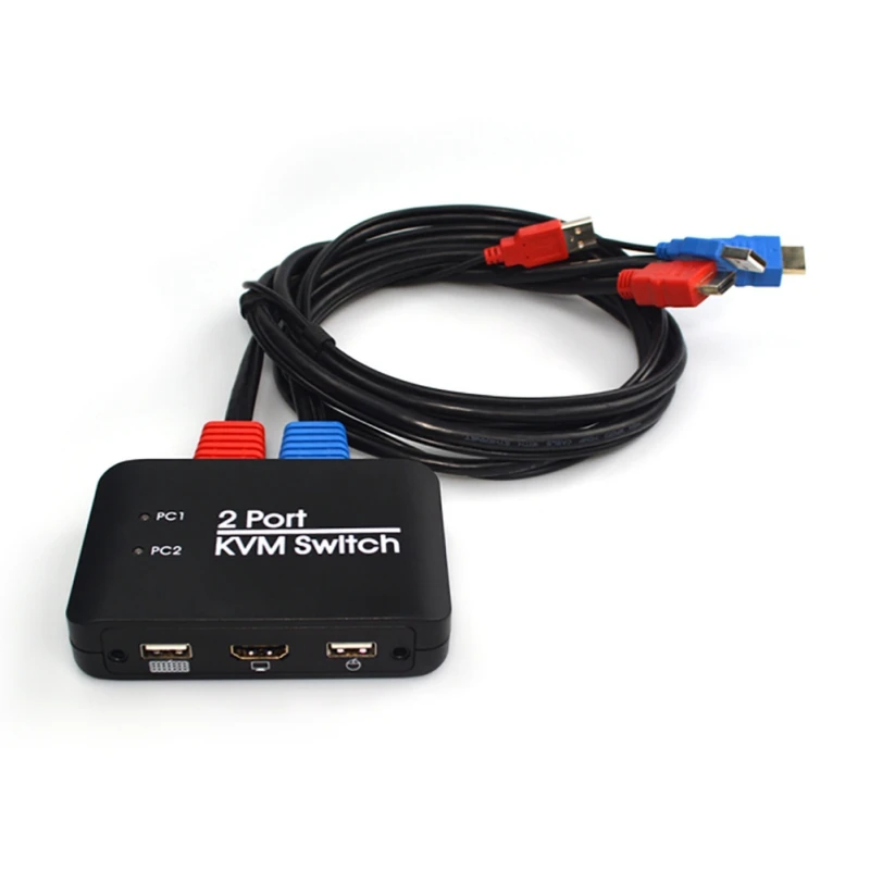 

NEW 1.2M cable 2 Port KVM Switch USB HDMI 2.0 4K Switcher Support LED For Windows For Apple For Android