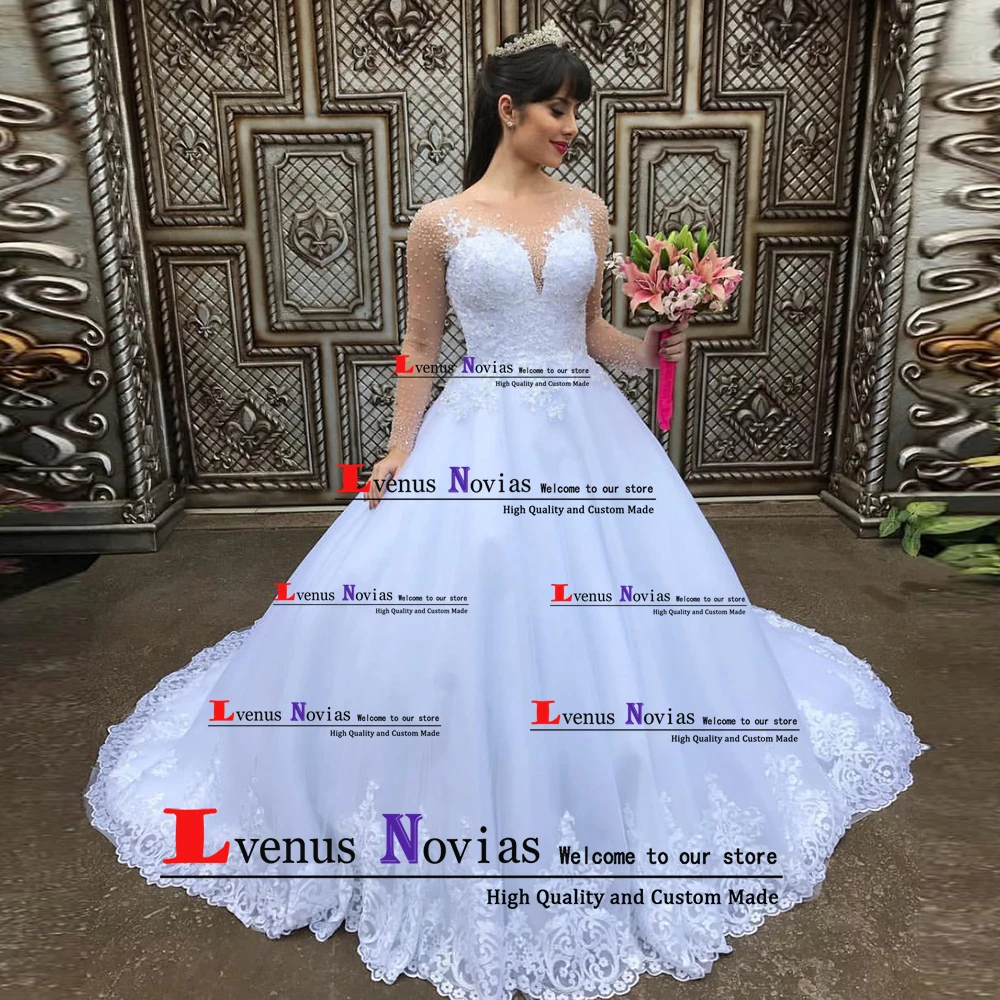 

Robe De Mariee Luxury Beaded Boho Wedding Dress 2019 Long Sleeve Wedding Dresses Ball Gown Bruidsjurken Vestido Novia Bohemio