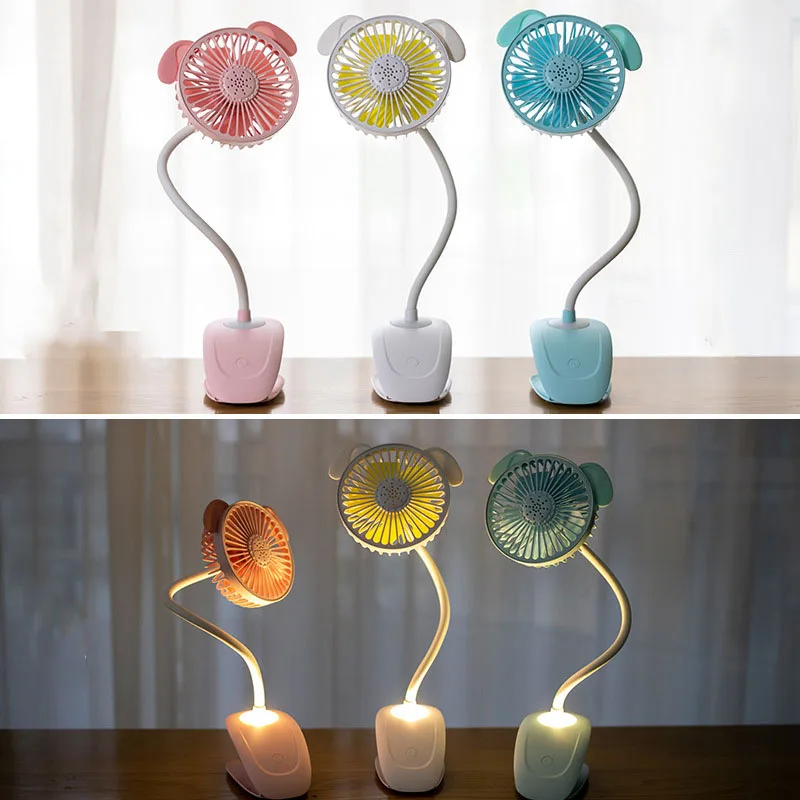 

Portable USB Fan flexible with LED light 2 Speed Adjustable Cooler Mini Fan Handy Small Desk Desktop USB Cooling Fan for child