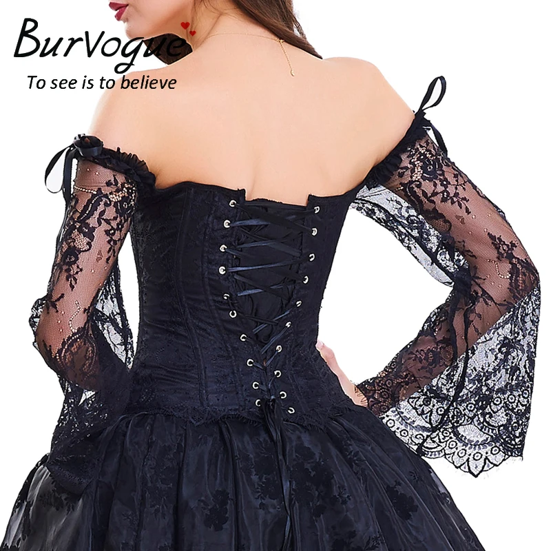 Burvogue Готический корсет без бретелек в стиле стимпанк, сексуальное кружевное женское Бюстье, бюстье, топ, костюм на Хэллоуин