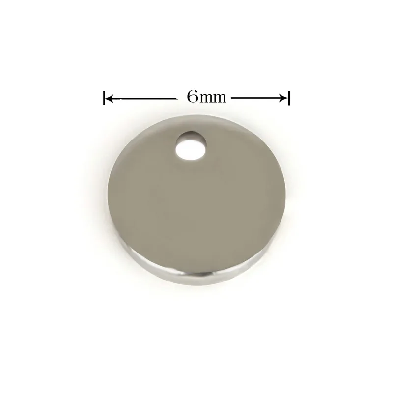 

Hot 50pcs/lot 6/12mm Round Charm Pendant Stainless Steel Trendy Pendant For DIY fashion Bracelet Jewelry Making Accessaries