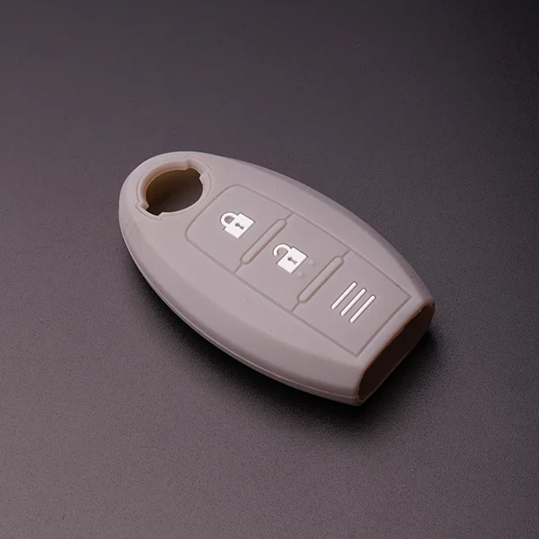 Силиконовый резиновый автомобильный чехол для брелка с ключом для Nissan qashqai skyline Juke Alissa x-trail дистанционно Защищенный - Название цвета: Серый