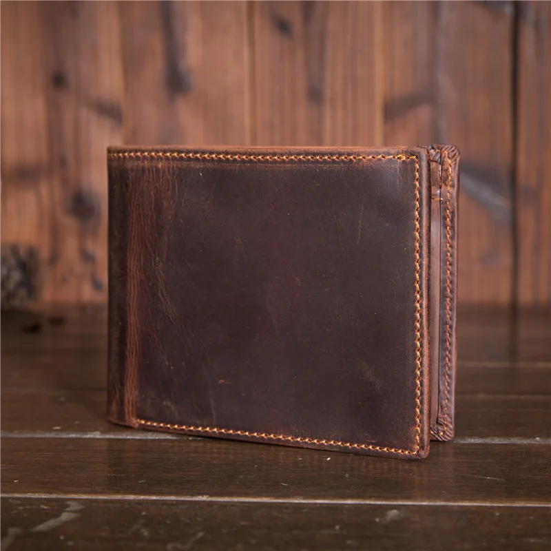 

Shangdemeng leather new personality retro mad horse skin handmade short wallet leather 20 % discount wallet 6004