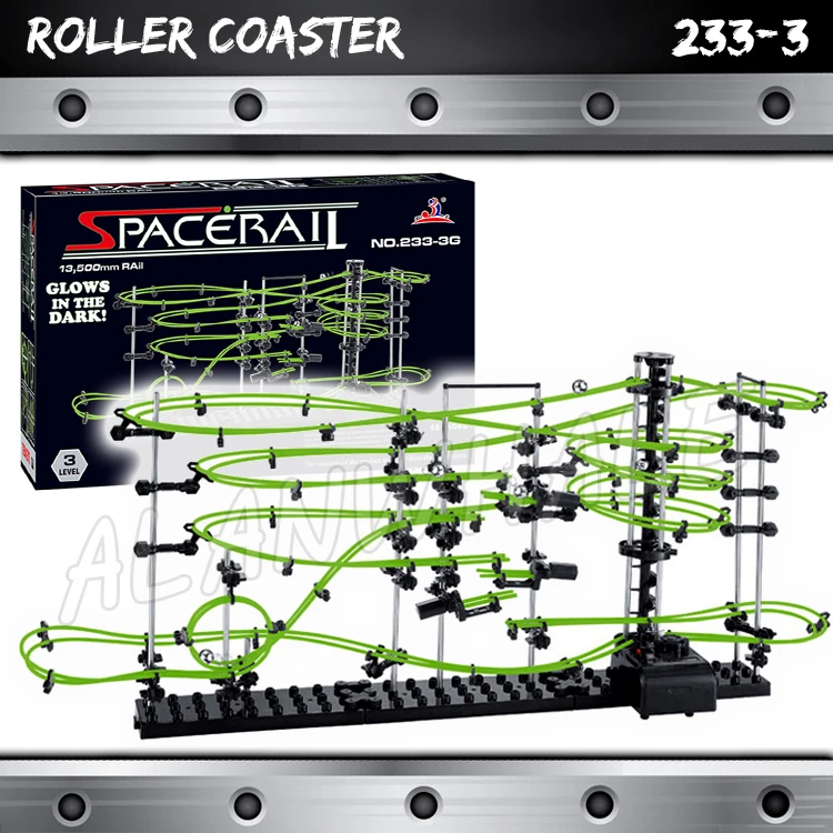 

1350cm Rail Level 3 Marble Run Night Luminous Glow In The Dark Roller Coaster Model Building Gifts Maze Rolling ball Sculpture