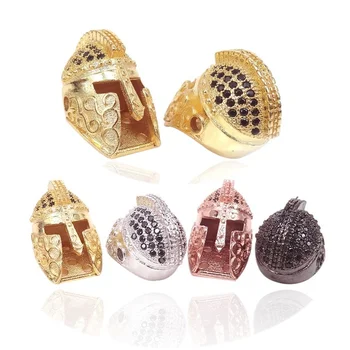 

Copper Micro Pave Zircon Spartan Warrior Gladiator Helmet Beads Spacer Bead Metal Charms DIY Accessories Bracelet Jewelry Making