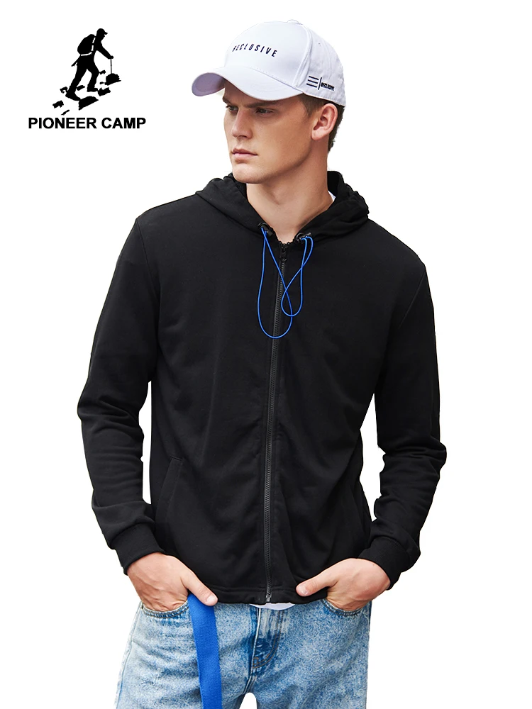 

Pioneer camp 2019 new jacket coat men brand clothing fashion blue stripe hooded jacket quality cotton zipper outerwear AJK902057