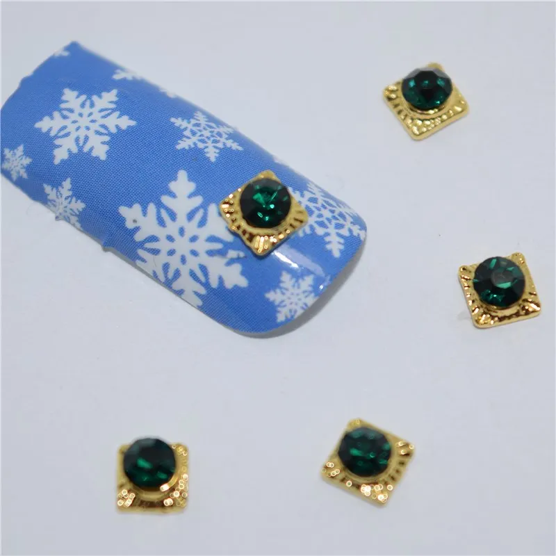 

10psc New Green rhinestone 3D Nail Art Decorations,Alloy Nail Charms,Nails Rhinestones Nail Supplies #445