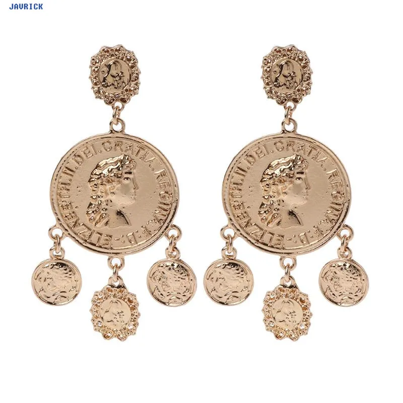

JAVRICK Vintage Golden Coin Pendant Big Hoop Banjara Kuchi Belly Dance Gypsy Dangle Earrings