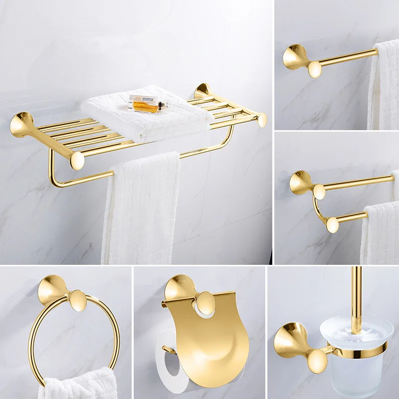 European Stainless Steel Gold Wall Mounted Bath Hardware Sets Papaer