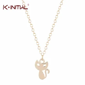 1Pcs Gold Silver Plated Cat Necklaces for Women Kitty Necklace Silver Charm Animals Cat Chain Pendant Necklace Fashion Jewelry