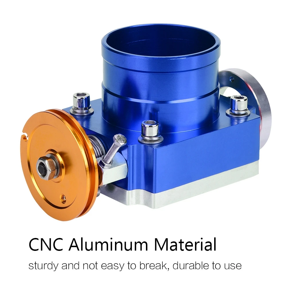 70mm CNC Aluminum Universal High Flow Intake Manifold Throttle Body Throttle Body Blue 