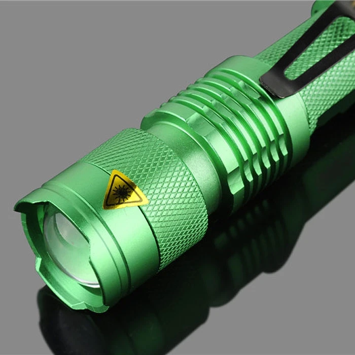 Practical 10pcs Green Mini CREE Q5 LED Zoomable 1200 Lumen Flashlight Torch Light AA