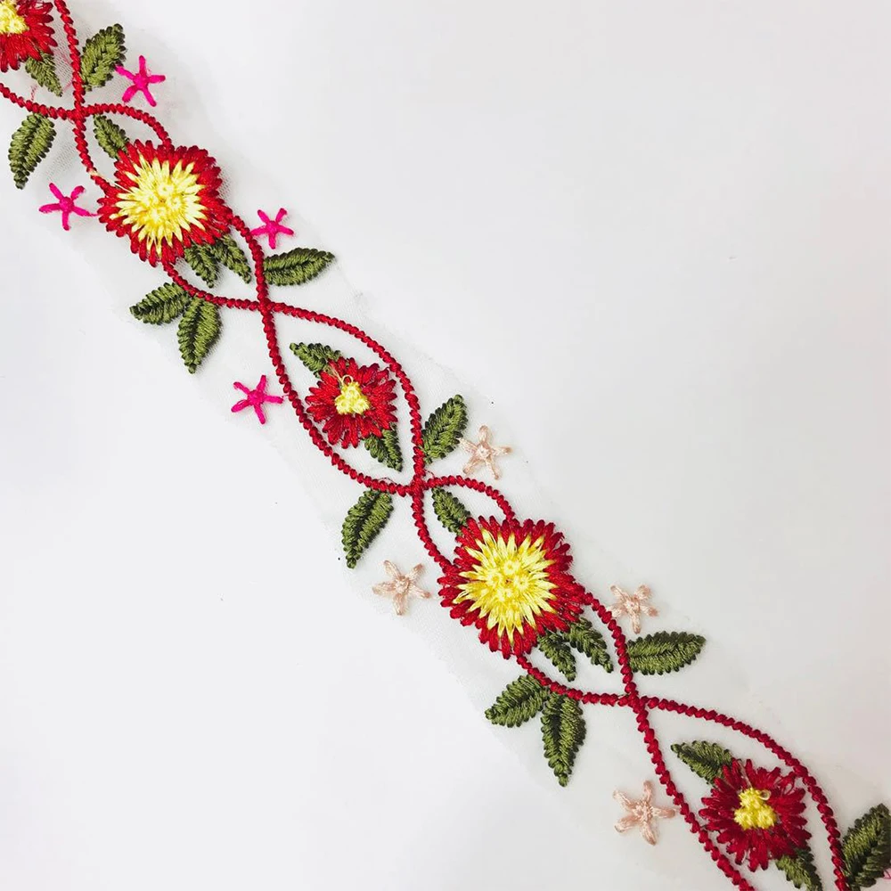 Lychee Life 1 ярд Цветочная кружевная лента с вышивкой в этническом стиле кружевные планки DIY ручной работы швейное платье одежда украшения