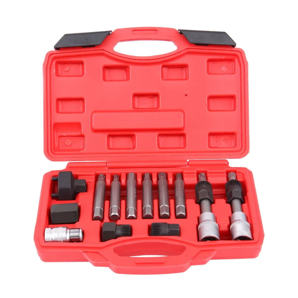 13Pcs Alternator Freewheel Pulley Removal Engine Socket Bit Set Service